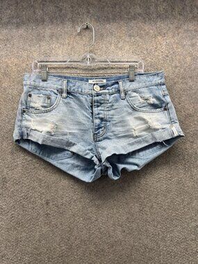 ONE X ONETEASPOON Shorts Womens 30 Blue Denim Cutoff Cuffed Distressed Casual